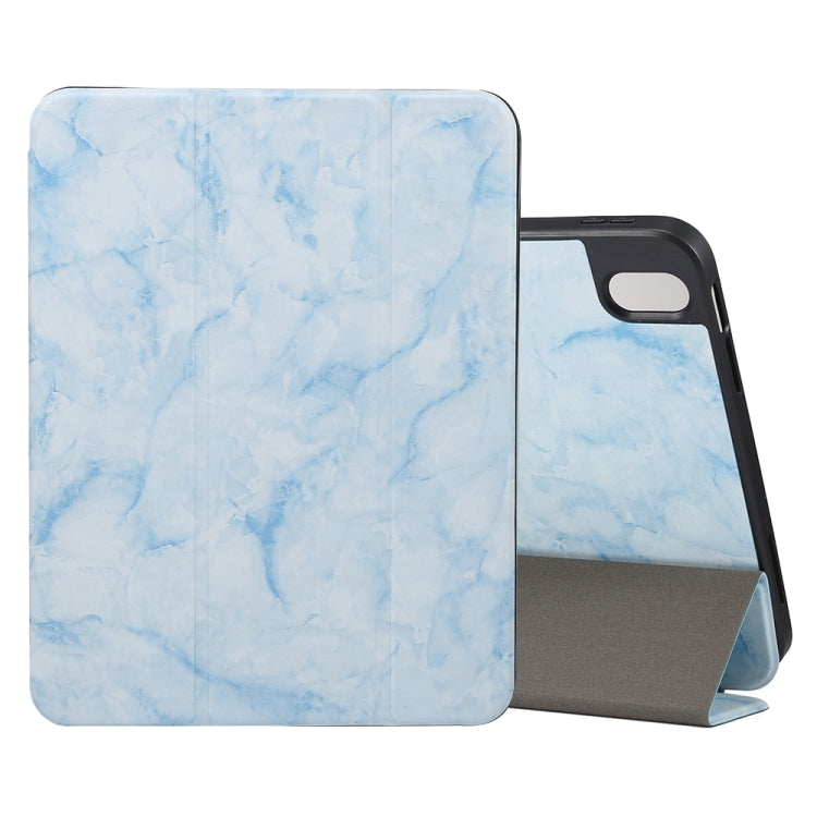 For iPad Air 11 2024 Three-fold Marble Texture Protective Tablet Case with Pen Slot(Blue) - iPad Air 11 2024 Cases by PMC TechLife | Online Shopping South Africa | PMC TechLife | Buy Now Pay Later Mobicred