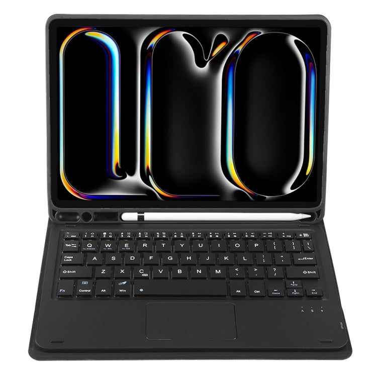 For iPad Pro 11 2024 A13B-A Lambskin Texture Bluetooth Touch Square Keyboard Leather Tablet Case with Pen Slot(Black) - For iPad Pro by PMC TechLife | Online Shopping South Africa | PMC TechLife | Buy Now Pay Later Mobicred