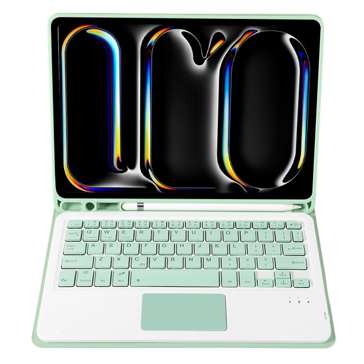 For iPad Pro 11 2024 A13B-A Lambskin Texture Bluetooth Touch Square Keyboard Leather Tablet Case with Pen Slot(Light Green) - For iPad Pro by PMC Jewellery | Online Shopping South Africa | PMC Jewellery | Buy Now Pay Later Mobicred