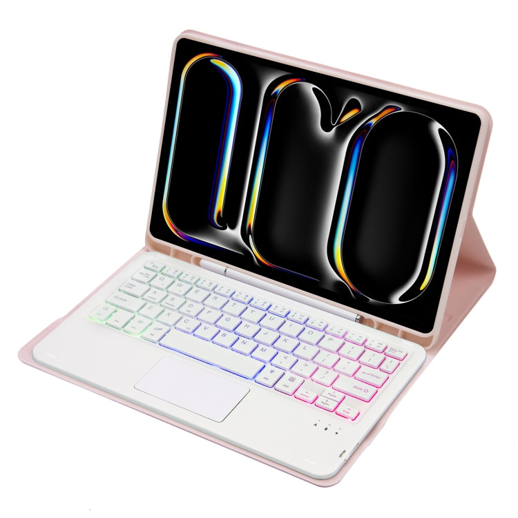 For iPad Pro 11 2024 A13B-AS Lambskin Texture Backlight Bluetooth Touch Keyboard Leather Tablet Case with Pen Slot(Pink) - free shipping - PMC TechLife - Order now!