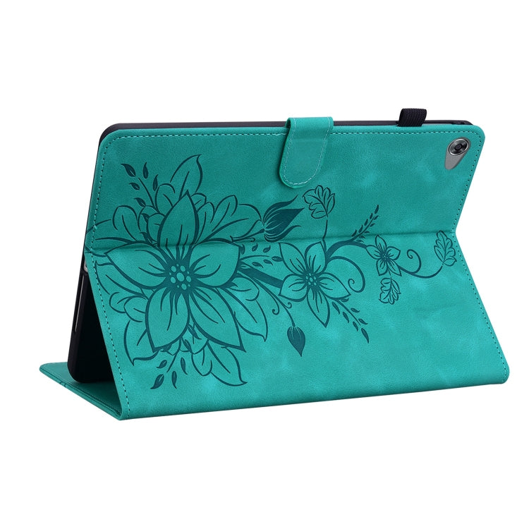 For Huawei MediaPad M5 Lite 10 / C5 10.1 Lily Embossed Leather Tablet Case(Green) - Huawei by PMC TechLife | Online Shopping South Africa | PMC TechLife | Buy Now Pay Later Mobicred