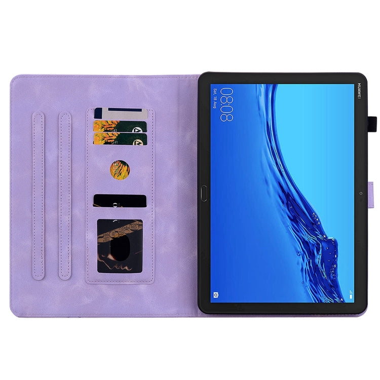 For Huawei MediaPad M5 Lite 10 / C5 10.1 Lily Embossed Leather Tablet Case(Purple) - Huawei by PMC TechLife | Online Shopping South Africa | PMC TechLife | Buy Now Pay Later Mobicred