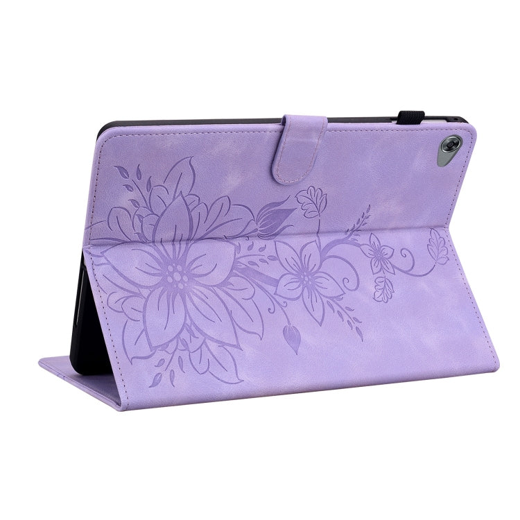 For Huawei MediaPad M5 Lite 10 / C5 10.1 Lily Embossed Leather Tablet Case(Purple) - Huawei by PMC TechLife | Online Shopping South Africa | PMC TechLife | Buy Now Pay Later Mobicred