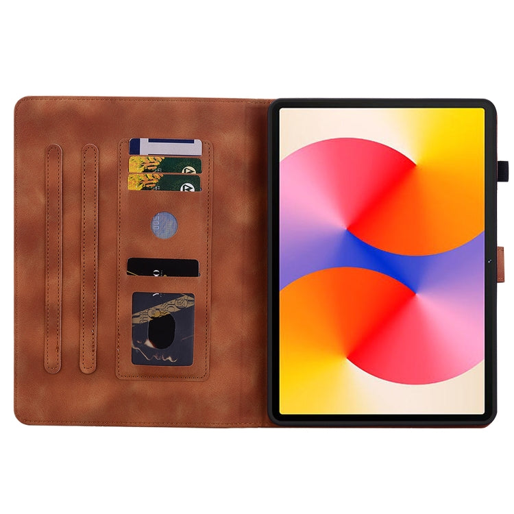 For Huawei MatePad SE 11 2024 Lily Embossed Leather Tablet Case(Brown) - Huawei by PMC Jewellery | Online Shopping South Africa | PMC Jewellery | Buy Now Pay Later Mobicred