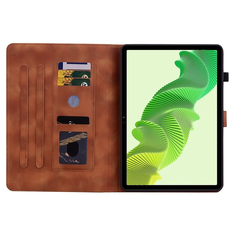 For Realme Pad 2 11.5 Lily Embossed Leather Tablet Case(Brown) - Realme by PMC TechLife | Online Shopping South Africa | PMC TechLife | Buy Now Pay Later Mobicred
