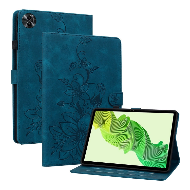 For Realme Pad 2 11.5 Lily Embossed Leather Tablet Case(Dark Blue) - Realme by PMC TechLife | Online Shopping South Africa | PMC TechLife | Buy Now Pay Later Mobicred
