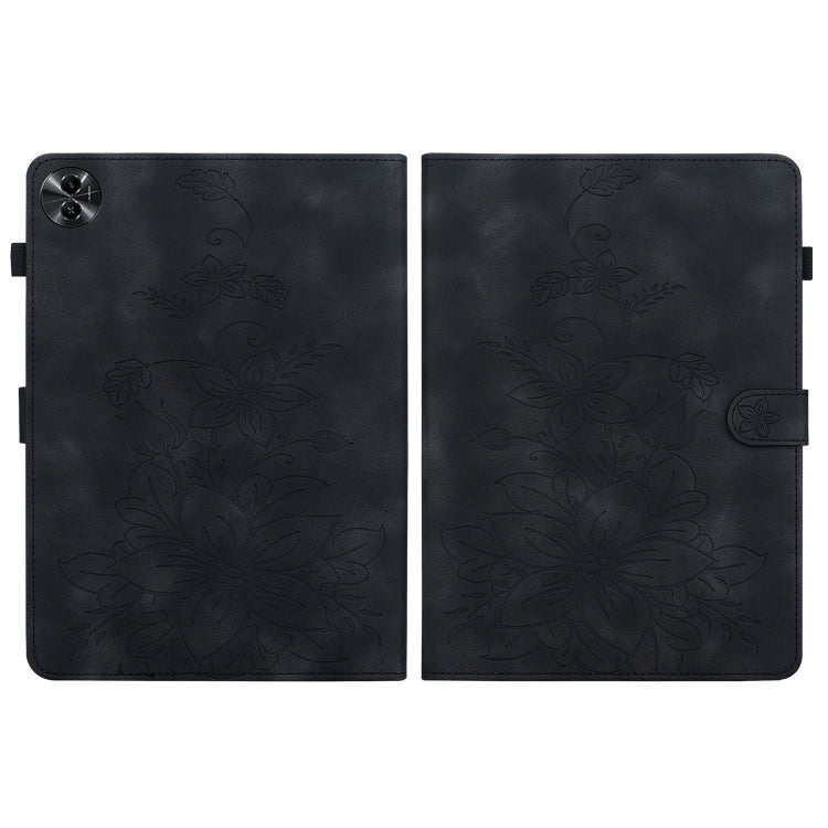 For Realme Pad 2 11.5 Lily Embossed Leather Tablet Case(Black) - free shipping - PMC TechLife - Order now!