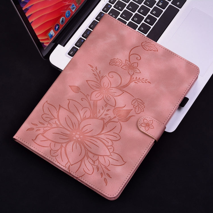 For Realme Pad 10.4 Lily Embossed Leather Tablet Case(Pink) - Realme by PMC TechLife | Online Shopping South Africa | PMC TechLife | Buy Now Pay Later Mobicred