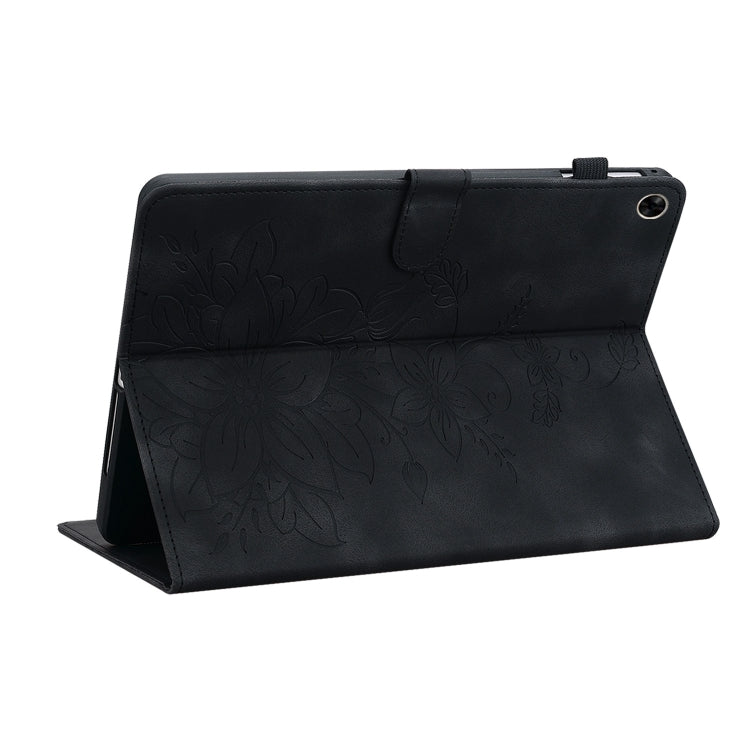 For Realme Pad 10.4 Lily Embossed Leather Tablet Case(Black) - Realme by PMC TechLife | Online Shopping South Africa | PMC TechLife | Buy Now Pay Later Mobicred