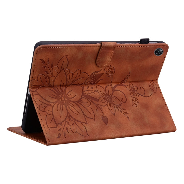 For OPPO Pad Air Lily Embossed Leather Tablet Case(Brown) - free shipping - PMC TechLife - Order now!