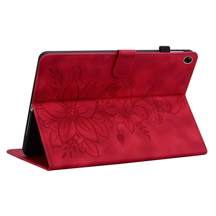 For OPPO Pad Air Lily Embossed Leather Tablet Case(Red) - OPPO by PMC TechLife | Online Shopping South Africa | PMC TechLife | Buy Now Pay Later Mobicred