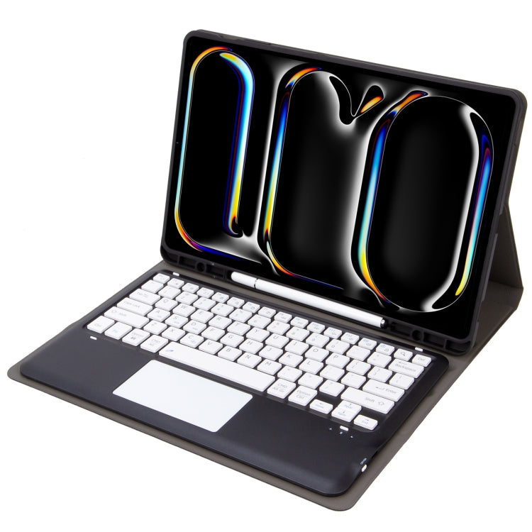 For iPad Pro 13 2024 A14B-A Detachable Ultra-Thin Bluetooth Touch Keyboard Leather Tablet Case with Pen Slot(Black White) - For iPad Pro by PMC Jewellery | Online Shopping South Africa | PMC Jewellery | Buy Now Pay Later Mobicred