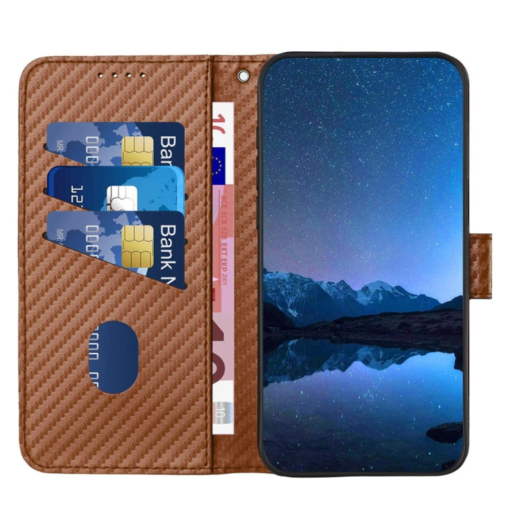 For Huawei Pura 70 YX0070 Carbon Fiber Buckle Leather Phone Case with Lanyard(Coffee) - Huawei Cases by PMC Jewellery | Online Shopping South Africa | PMC Jewellery | Buy Now Pay Later Mobicred