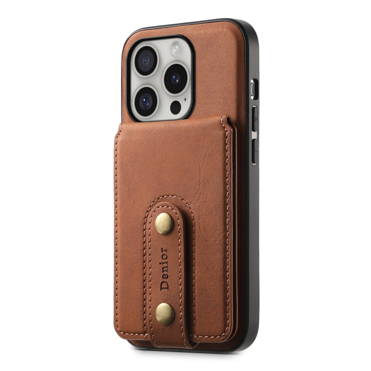 For iPhone 16 Pro Denior D14 NK Retro Pattern MagSafe Magnetic Card Holder Leather Phone Case(Brown) - iPhone 16 Pro Cases by Denior | Online Shopping South Africa | PMC TechLife | Buy Now Pay Later Mobicred