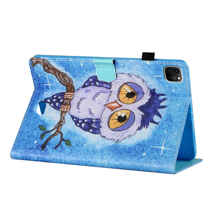 For iPad Pro 11 2024 Coloured Drawing Stitching Smart Leather Tablet Case(Blue Owl) - iPad Pro 11 2024 Cases by PMC TechLife | Online Shopping South Africa | PMC TechLife | Buy Now Pay Later Mobicred