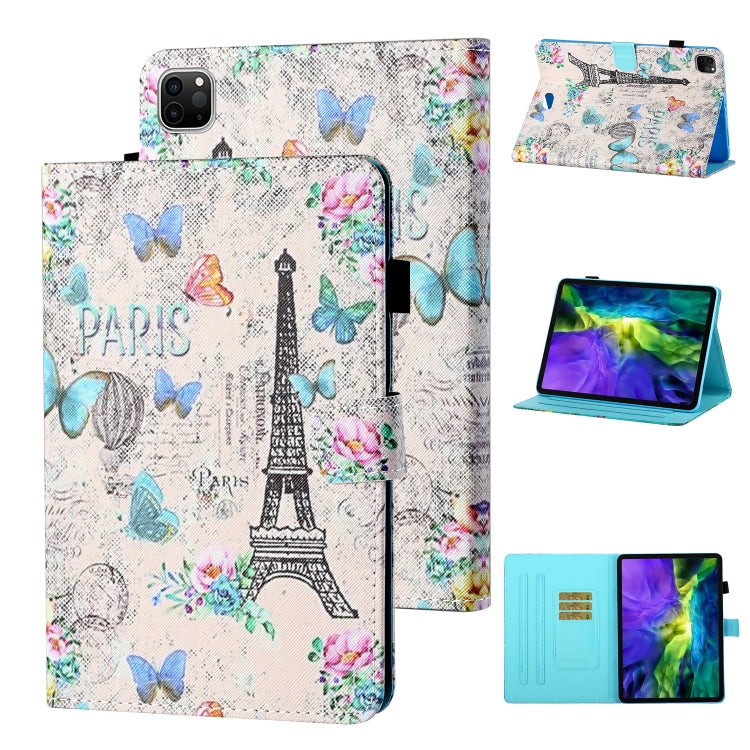 For iPad Pro 11 2024 Coloured Drawing Stitching Smart Leather Tablet Case(Tower and Butterflies) - iPad Pro 11 2024 Cases by PMC TechLife | Online Shopping South Africa | PMC TechLife | Buy Now Pay Later Mobicred