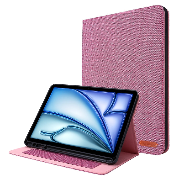 For iPad Air 11 2024 Fabric Leather Tablet Case(Rose Red) - iPad Air 11 2024 Cases by PMC TechLife | Online Shopping South Africa | PMC TechLife | Buy Now Pay Later Mobicred