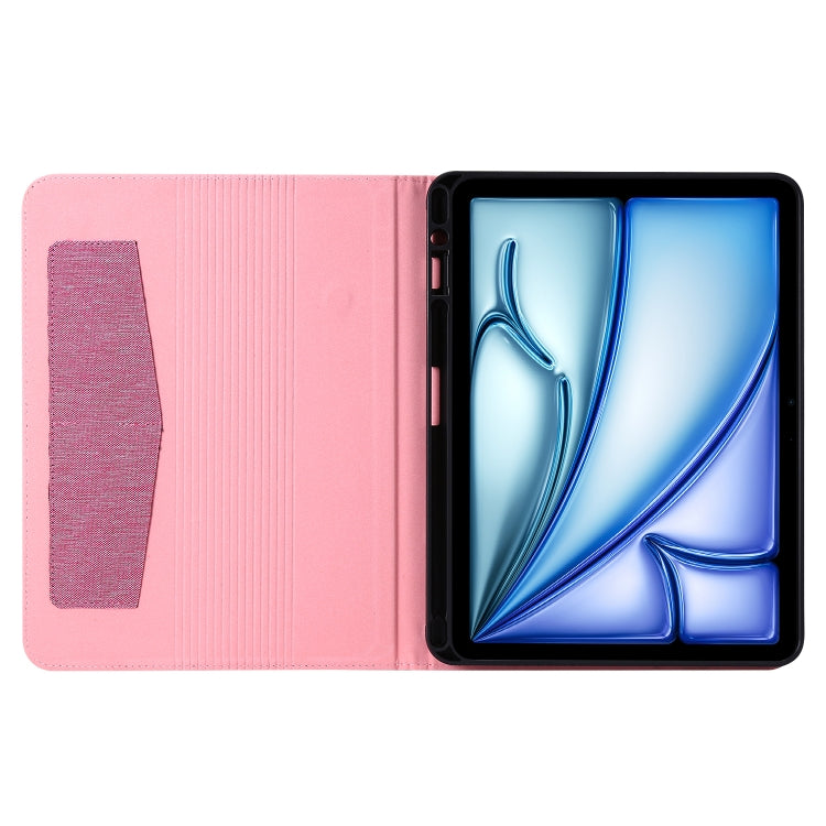 For iPad Air 11 2024 Fabric Leather Tablet Case(Rose Red) - iPad Air 11 2024 Cases by PMC TechLife | Online Shopping South Africa | PMC TechLife | Buy Now Pay Later Mobicred