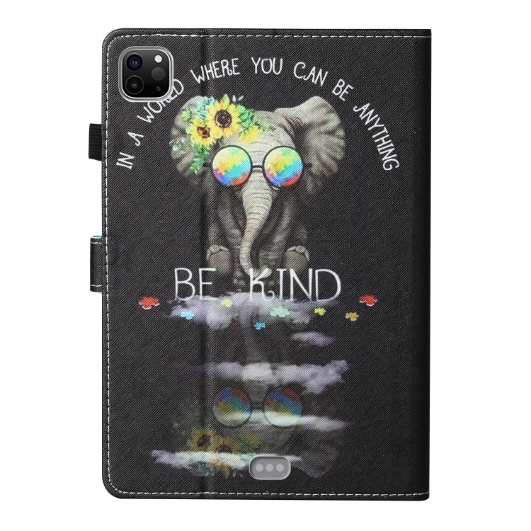 For iPad Pro 11 2024 Coloured Drawing Stitching Smart Leather Tablet Case(Glasses Elephant) - iPad Pro 11 2024 Cases by PMC TechLife | Online Shopping South Africa | PMC TechLife | Buy Now Pay Later Mobicred