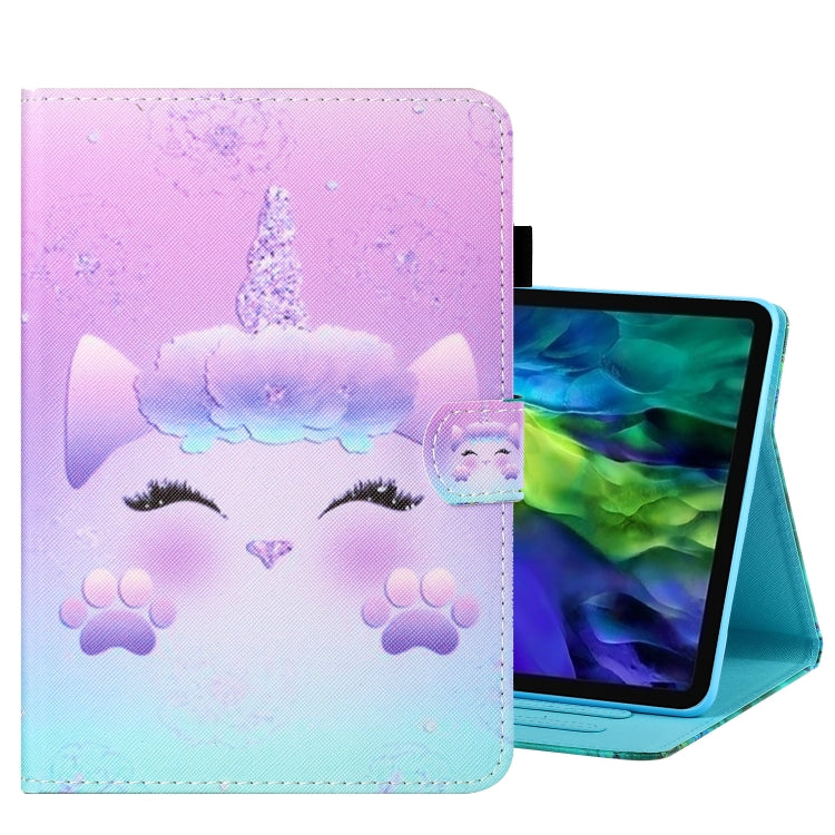 For iPad Pro 11 2024 Coloured Drawing Stitching Smart Leather Tablet Case(One Horned Cat) - iPad Pro 11 2024 Cases by PMC TechLife | Online Shopping South Africa | PMC TechLife | Buy Now Pay Later Mobicred