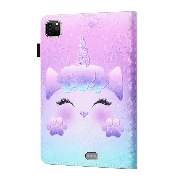 For iPad Pro 11 2024 Coloured Drawing Stitching Smart Leather Tablet Case(One Horned Cat) - iPad Pro 11 2024 Cases by PMC TechLife | Online Shopping South Africa | PMC TechLife | Buy Now Pay Later Mobicred