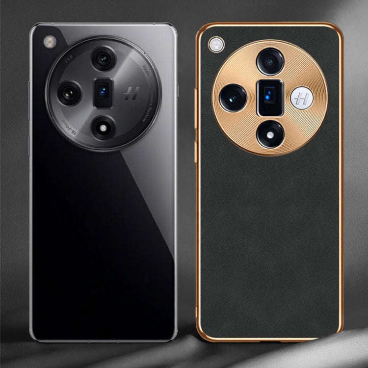 For OPPO Reno11 Global Electroplating Lambskin Leather Phone Case(Green) - Reno11 Cases by PMC TechLife | Online Shopping South Africa | PMC TechLife | Buy Now Pay Later Mobicred