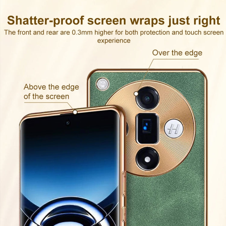 For OPPO Reno11 Global Electroplating Lambskin Leather Phone Case(Green) - Reno11 Cases by PMC TechLife | Online Shopping South Africa | PMC TechLife | Buy Now Pay Later Mobicred