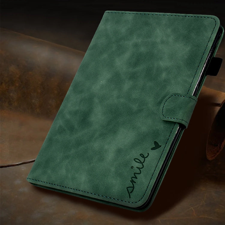For iPad Pro 11 2024 Embossed Smile Smart Leather Tablet Case(Green) - iPad Pro 11 2024 Cases by PMC TechLife | Online Shopping South Africa | PMC TechLife | Buy Now Pay Later Mobicred