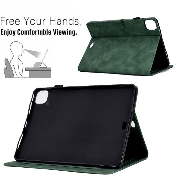 For iPad Pro 11 2024 Embossed Smile Smart Leather Tablet Case(Green) - iPad Pro 11 2024 Cases by PMC TechLife | Online Shopping South Africa | PMC TechLife | Buy Now Pay Later Mobicred