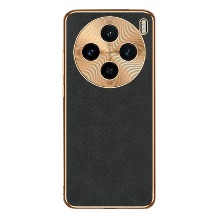 For vivo X100 Electroplating Lambskin Leather Phone Case(Black) - X100 Cases by PMC TechLife | Online Shopping South Africa | PMC TechLife | Buy Now Pay Later Mobicred