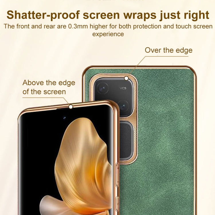 For vivo X100 Electroplating Lambskin Leather Phone Case(Black) - X100 Cases by PMC TechLife | Online Shopping South Africa | PMC TechLife | Buy Now Pay Later Mobicred