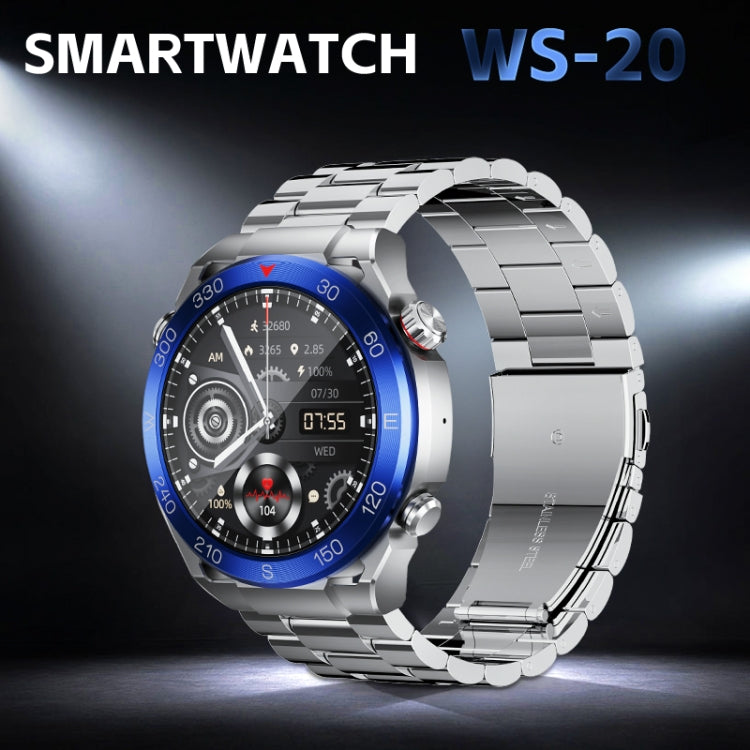 WS-20 1.43 inch IP67 Sport Smart Watch Support Bluetooth Call / Sleep / Blood Oxygen / Heart Rate / Blood Pressure Health Monitor, Silicone Strap(Silver) - Smart Watches by PMC TechLife | Online Shopping South Africa | PMC TechLife | Buy Now Pay Later Mobicred