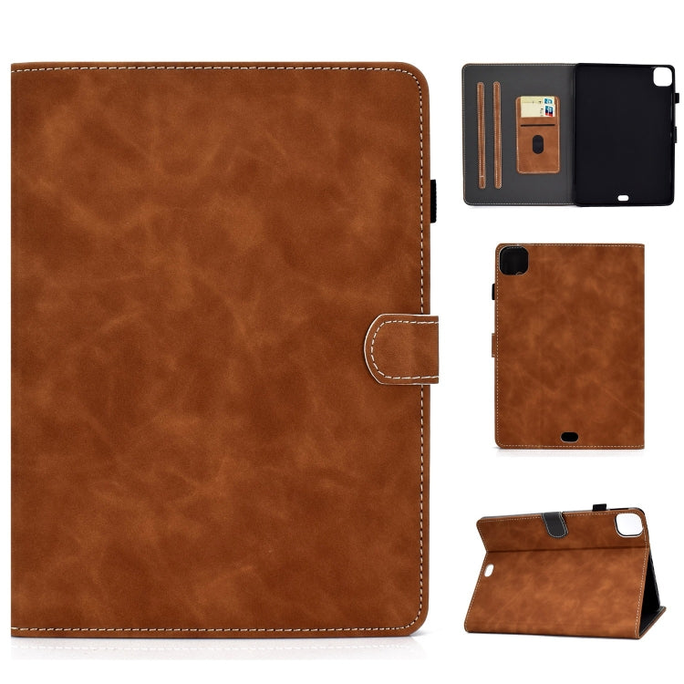 For iPad Pro 11 2024 Cowhide Texture Tablet Leather Smart Case(Brown) - iPad Pro 11 2024 Cases by PMC TechLife | Online Shopping South Africa | PMC TechLife | Buy Now Pay Later Mobicred
