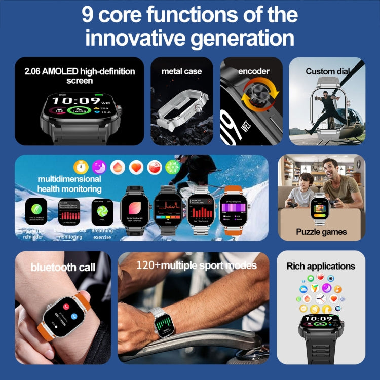 G40S 2.06 inch IP67 BT5.2 Sport Smart Watch, Support Bluetooth Call / Sleep / Blood Oxygen / Heart Rate / Blood Pressure Health Monitor(Black) - Smart Watches by PMC TechLife | Online Shopping South Africa | PMC TechLife | Buy Now Pay Later Mobicred