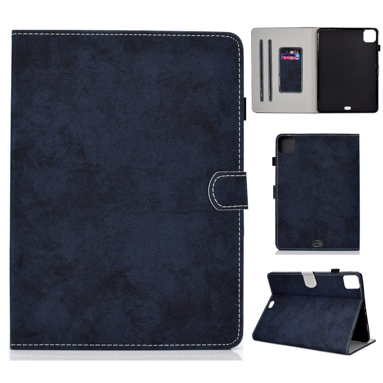 For iPad Pro 11 2024 Marble Style Cloth Texture Smart Leather Tablet Case(Dark Blue) - iPad Pro 11 2024 Cases by PMC TechLife | Online Shopping South Africa | PMC TechLife | Buy Now Pay Later Mobicred