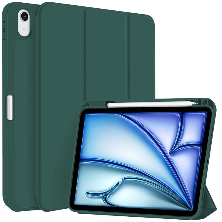 For iPad Air 11 2024 3-fold TPU Smart Leather Tablet Case with Pen Slot(Dark Green) - iPad Air 11 2024 Cases by PMC TechLife | Online Shopping South Africa | PMC TechLife | Buy Now Pay Later Mobicred