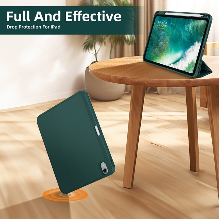 For iPad Air 11 2024 3-fold TPU Smart Leather Tablet Case with Pen Slot(Dark Green) - iPad Air 11 2024 Cases by PMC TechLife | Online Shopping South Africa | PMC TechLife | Buy Now Pay Later Mobicred