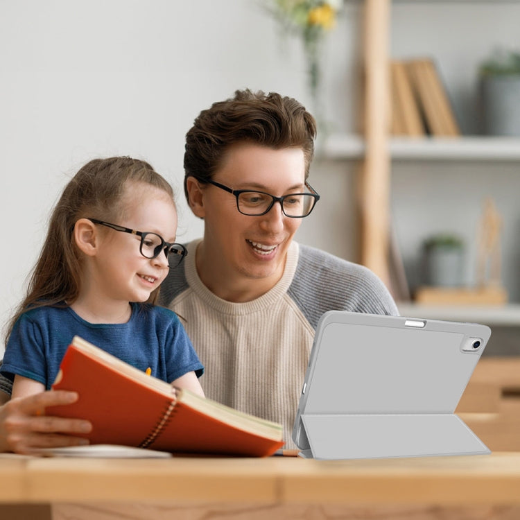 For iPad Air 11 2025 / 2024 3-fold TPU Smart Leather Tablet Case with Pen Slot(Grey) - iPad Air 11 2025 / 2024 Cases by PMC TechLife | Online Shopping South Africa | PMC TechLife | Buy Now Pay Later Mobicred