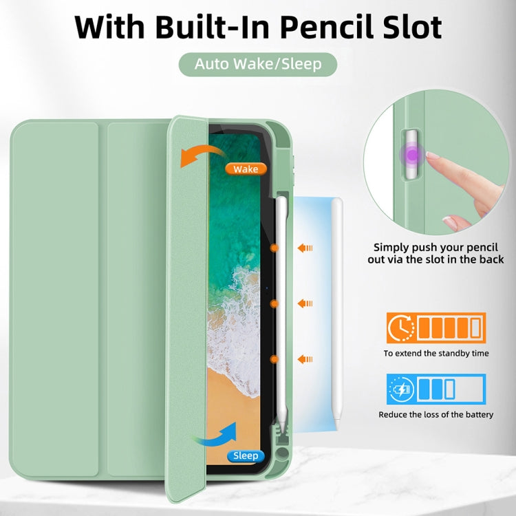 For iPad Air 11 2024 3-fold TPU Smart Leather Tablet Case with Pen Slot(Green) - iPad Air 11 2024 Cases by PMC TechLife | Online Shopping South Africa | PMC TechLife | Buy Now Pay Later Mobicred