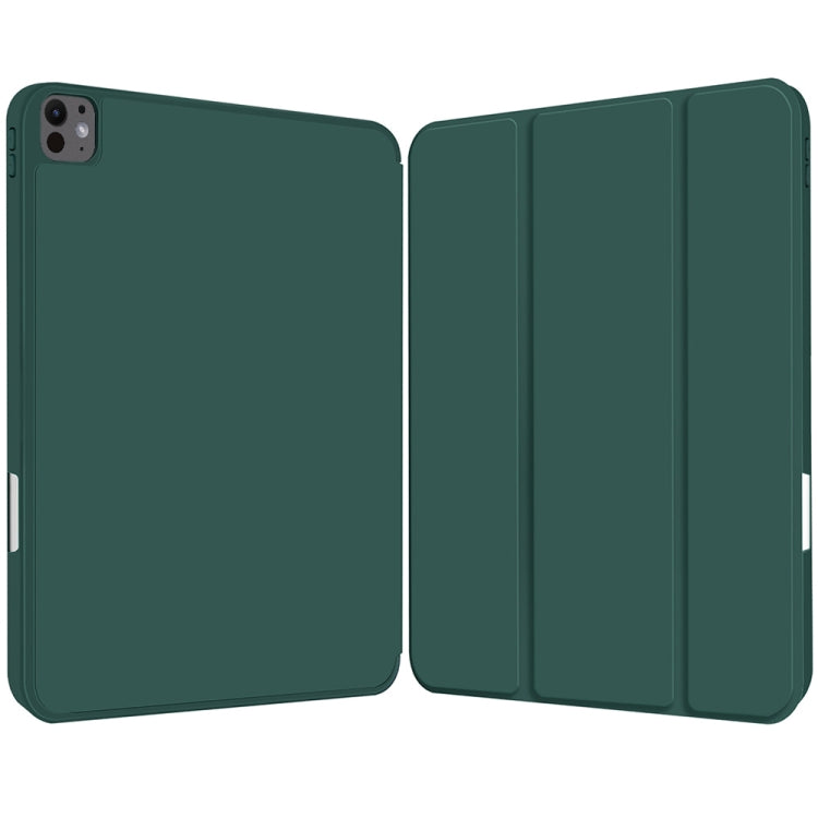For iPad Pro 11 2024 3-fold TPU Smart Leather Tablet Case with Pen Slot(Dark Green) - iPad Pro 11 2024 Cases by PMC TechLife | Online Shopping South Africa | PMC TechLife | Buy Now Pay Later Mobicred