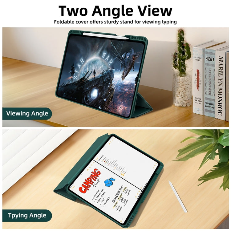 For iPad Pro 11 2024 3-fold TPU Smart Leather Tablet Case with Pen Slot(Dark Green) - iPad Pro 11 2024 Cases by PMC TechLife | Online Shopping South Africa | PMC TechLife | Buy Now Pay Later Mobicred