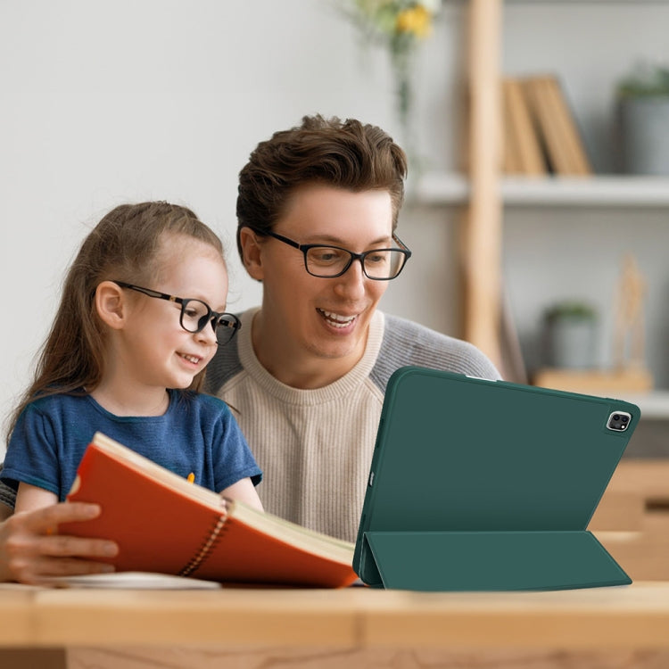 For iPad Pro 11 2024 3-fold TPU Smart Leather Tablet Case with Pen Slot(Dark Green) - iPad Pro 11 2024 Cases by PMC TechLife | Online Shopping South Africa | PMC TechLife | Buy Now Pay Later Mobicred