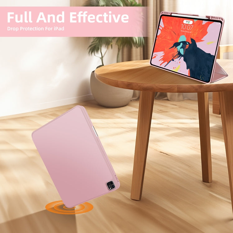 For iPad Pro 11 2024 3-fold TPU Smart Leather Tablet Case with Pen Slot(Pink) - free shipping - PMC TechLife - Order now!