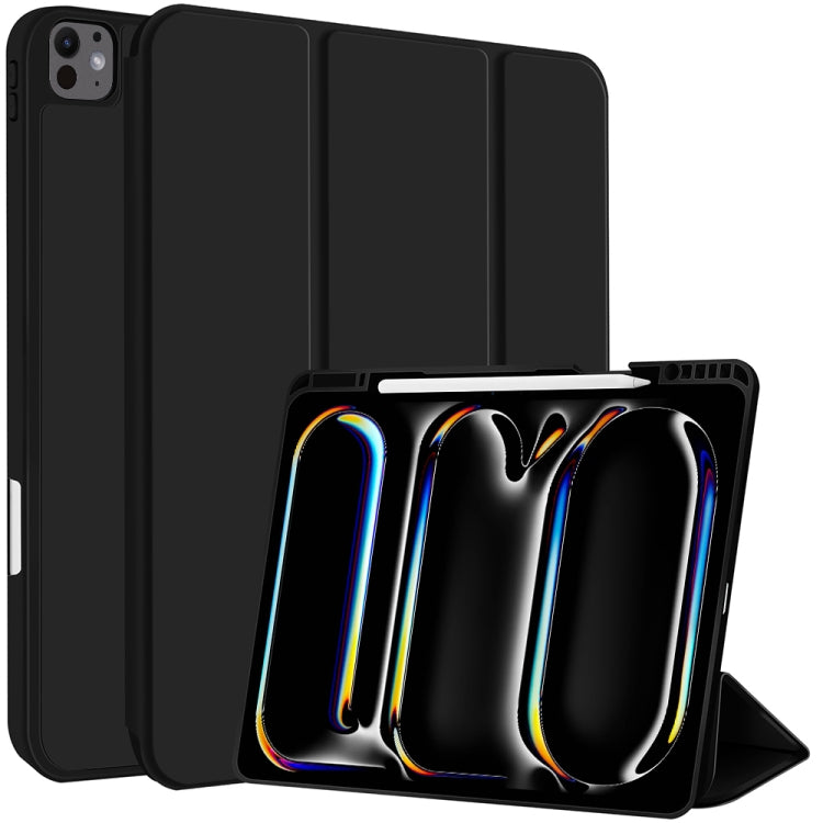 For iPad Pro 11 2024 3-fold TPU Smart Leather Tablet Case with Pen Slot(Black) - iPad Pro 11 2024 Cases by PMC TechLife | Online Shopping South Africa | PMC TechLife | Buy Now Pay Later Mobicred