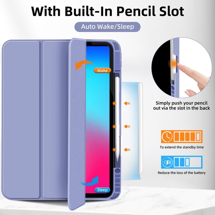 For iPad Pro 11 2024 3-fold TPU Smart Leather Tablet Case with Pen Slot(Lavender Purple) - iPad Pro 11 2024 Cases by PMC TechLife | Online Shopping South Africa | PMC TechLife | Buy Now Pay Later Mobicred