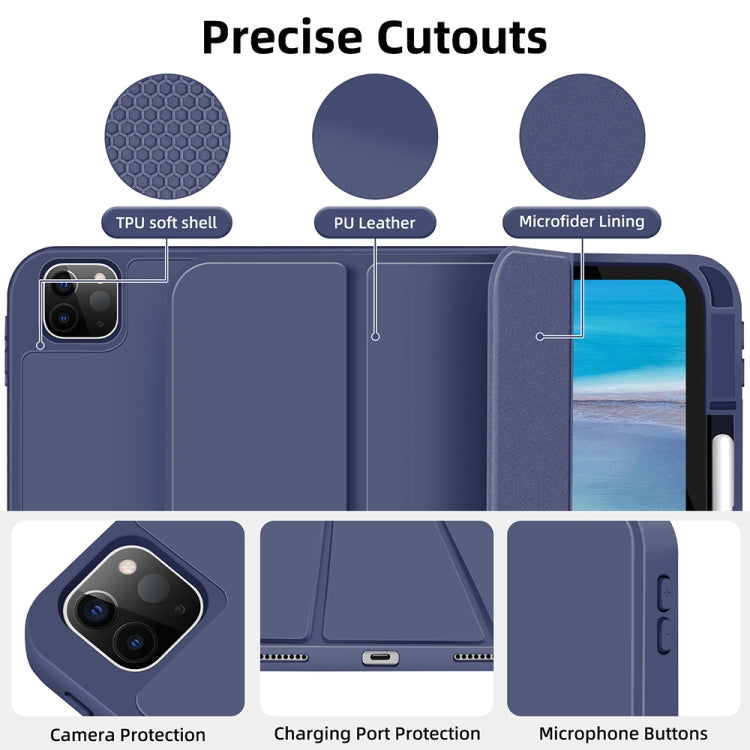 For iPad Pro 13 2024 3-fold TPU Smart Leather Tablet Case with Pen Slot(Royal Blue) - iPad Pro 13 2024 Cases by PMC TechLife | Online Shopping South Africa | PMC TechLife | Buy Now Pay Later Mobicred