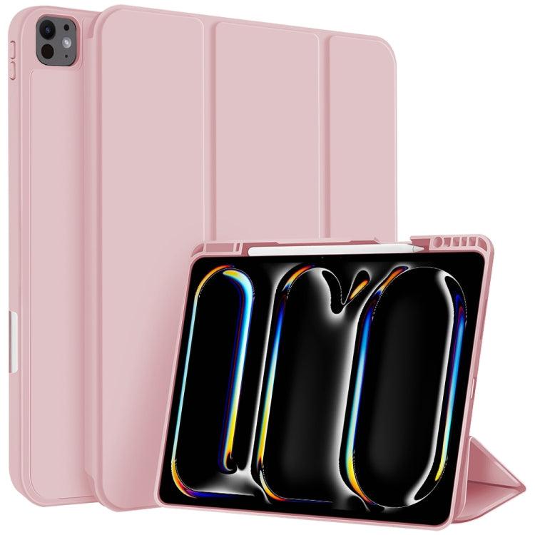 For iPad Pro 13 2024 3-fold TPU Smart Leather Tablet Case with Pen Slot(Pink) - iPad Pro 13 2024 Cases by PMC TechLife | Online Shopping South Africa | PMC TechLife | Buy Now Pay Later Mobicred