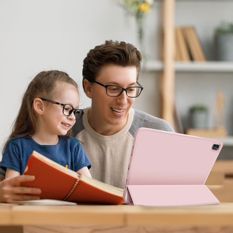 For iPad Pro 13 2024 3-fold TPU Smart Leather Tablet Case with Pen Slot(Pink) - iPad Pro 13 2024 Cases by PMC TechLife | Online Shopping South Africa | PMC TechLife | Buy Now Pay Later Mobicred