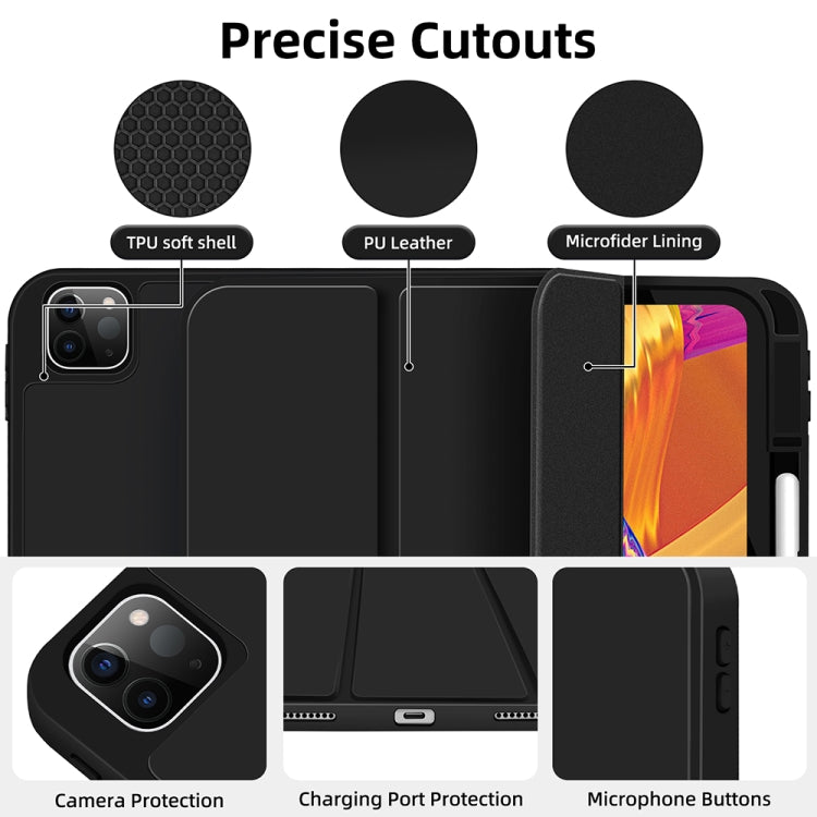 For iPad Pro 13 2024 3-fold TPU Smart Leather Tablet Case with Pen Slot(Black) - iPad Pro 13 2024 Cases by PMC TechLife | Online Shopping South Africa | PMC TechLife | Buy Now Pay Later Mobicred