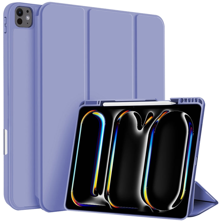 For iPad Pro 13 2024 3-fold TPU Smart Leather Tablet Case with Pen Slot(Lavender Purple) - iPad Pro 13 2024 Cases by PMC TechLife | Online Shopping South Africa | PMC TechLife | Buy Now Pay Later Mobicred